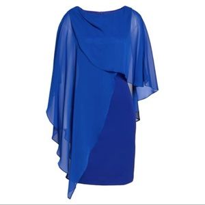 Eliza J Chiffon Cape Cocktail Dress